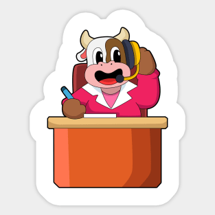 Cow as Secretary with Table Sticker